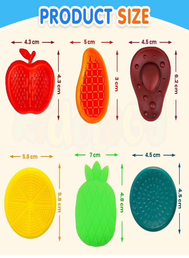 Kidology Fruit Sensory Toys for Kids -Silicone Fruit Shape| Durable Sensory Stones for Toddlers | Educational Hand Exercise Toys for Grasp, Grip, Pinch & Fine Motor Skill Development (Pack of 6) - Image 2
